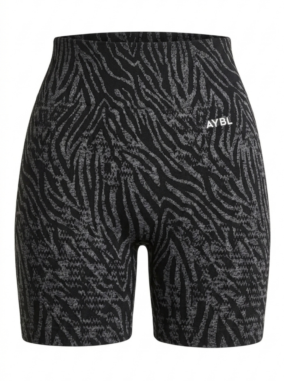 AYBL Evolve Animal Seamless Biker Shorts Black Gray Zebra Small High Waist Gym